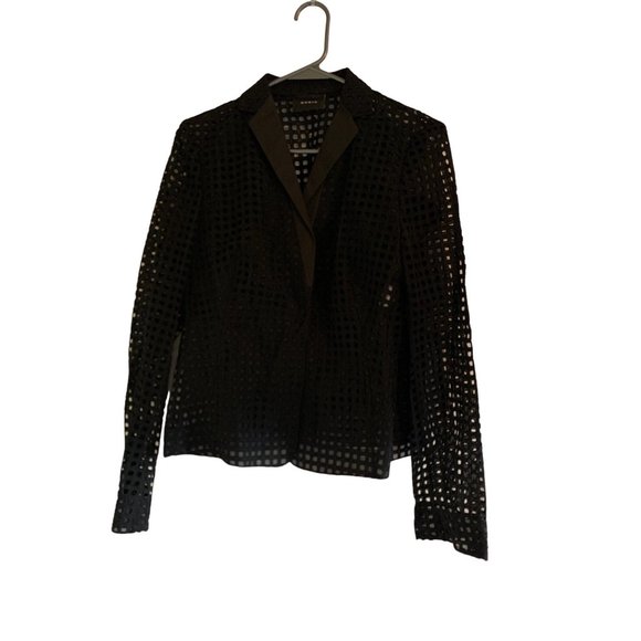 Akris Jackets & Blazers - Akris black lazer cut grid blazer black size 10